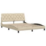 vidaXL Cadre de lit avec LED sans matelas crème 160x200 cm tissu