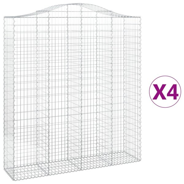 vidaXL Paniers à gabions arqués 4 Pièces 200x50x220/240 cm Fer galvanisé