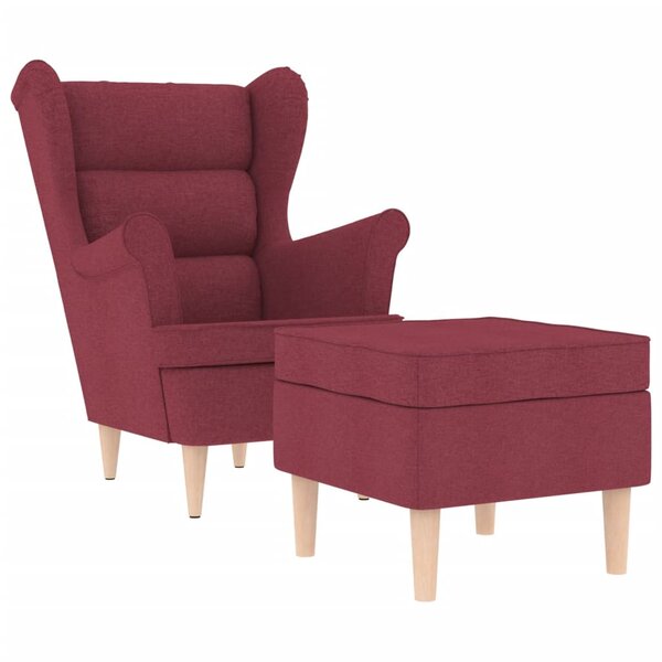 vidaXL Fauteuil avec repose-pied Rouge bordeaux Tissu