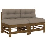 vidaXL Canapés centraux avec coussins 2 Pièces marron miel