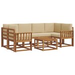 vidaXL Ensemble de canapés d'extérieur 7 Pièces Naturel et Beige