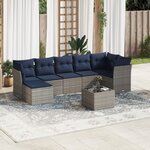 vidaXL Salon de jardin 8 Pièces avec coussins gris résine tressée