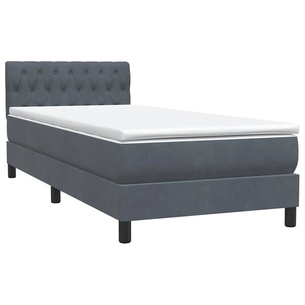 vidaXL Sommier à lattes de lit et matelas gris foncé 90x220 cm velours