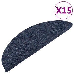 vidaXL Tapis d'escalier autocollants 15 Pièces 56x17x3 cm Bleu