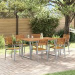 vidaXL Ensemble de salle à manger pour jardin 7 Pièces Gris et marron