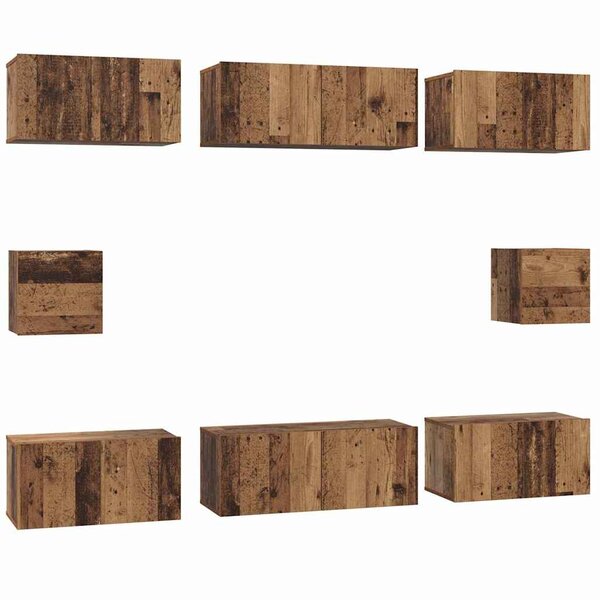 vidaXL Ensemble de meubles TV 8 Pièces Bois ancien Bois d'ingénierie