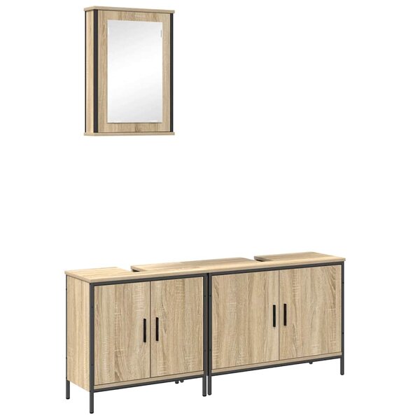 vidaXL Ensemble de mobilier de salle de bain avec étagère 3 Pièces Marron
