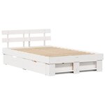 vidaXL Cadre de lit avec tiroir Blanc 135 x 190 cm Bois massif en pin