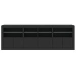 vidaXL Buffet avec lumières LED noir 202x37x67 cm