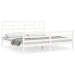 vidaXL Cadre de lit avec tête de lit blanc Super King Size bois massif