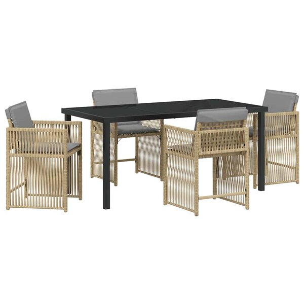 vidaXL Ensemble de salle à manger pour jardin 5 Pièces Beige polyrotin