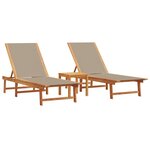 vidaXL Chaises longues lot de 2 table taupe bois d'acacia et textilène
