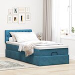 vidaXL Cadre de lit ottoman avec matelas bleu foncé 90x200 cm velours