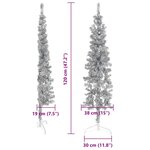 vidaXL Demi sapin de Noël artificiel mince avec support Argenté 120 cm