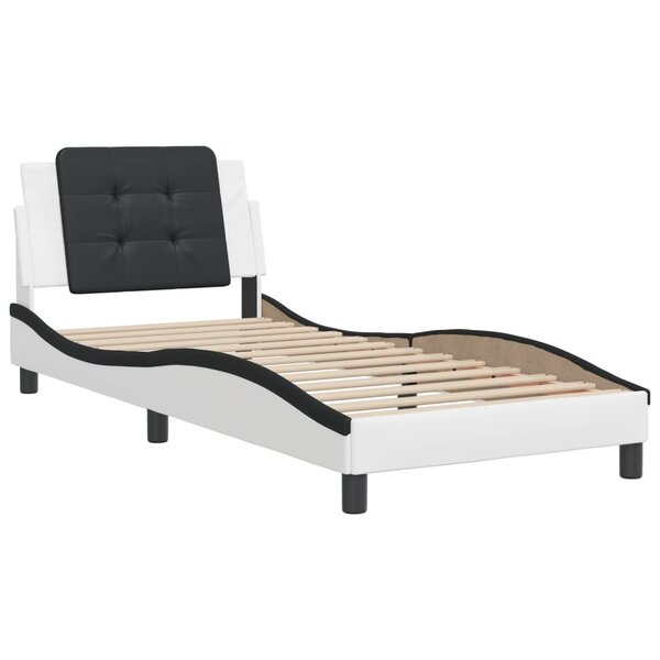 vidaXL Cadre de lit avec tête de lit blanc et noir 90x190cm similicuir