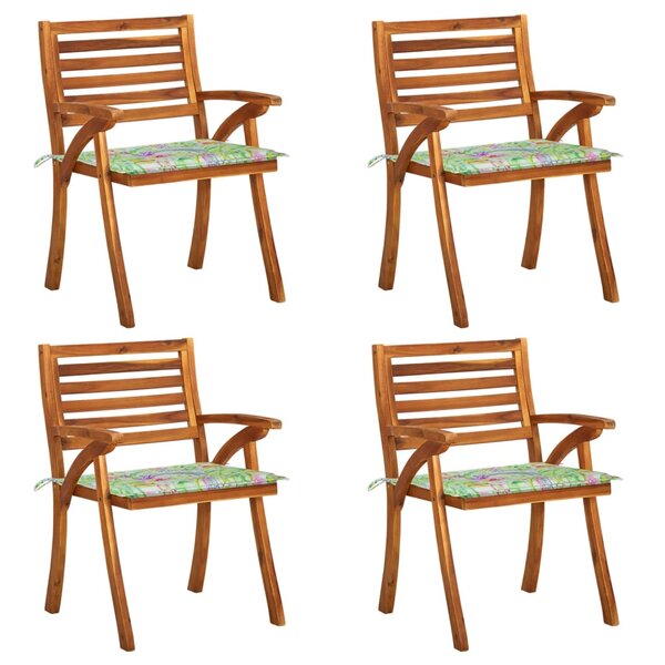 vidaXL Chaises de jardin avec coussins lot de 4 Bois de teck solide