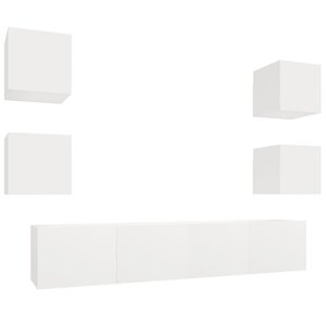 vidaXL Ensemble de meubles TV 6 Pièces Blanc Bois d'ingénierie