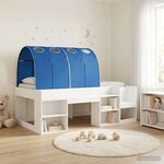 vidaXL Cadre de lit avec tunnel 3 Pièces Blanc et bleu Bois d'ingénierie