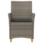 vidaXL Chaises de jardin coussins lot de 2 gris résine tressée et bois