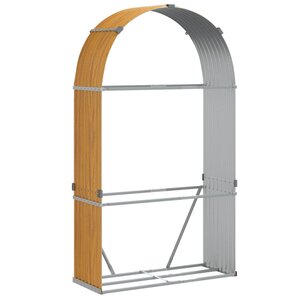 vidaXL Porte-bûches aspect bois 120x45x210 cm acier galvanisé