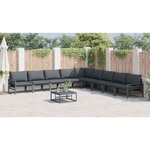 vidaXL Ensemble de canapé de jardin 10 Pièces Anthracite Acier