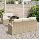 vidaXL Ensemble de canapé de jardin 6 Pièces Beige Poly Rattan