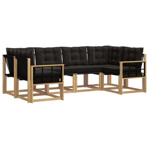 vidaXL Ensemble de canapés d'extérieur 6 Pièces Blanc et noir