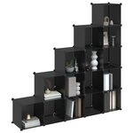 vidaXL Cubes de rangement 15 Pièces Noir PP