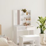 vidaXL Coiffeuse avec miroir Blanc brillant 74 5x40x141 cm
