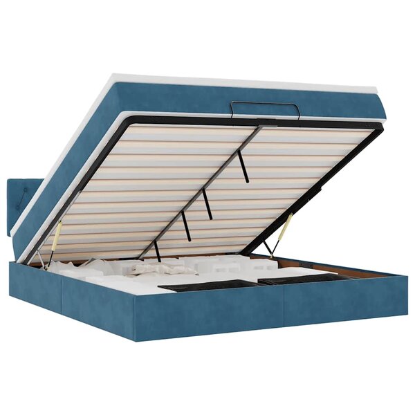 VidaXL Cadre de lit ottoman avec matelas bleu foncé 160x200 cm velours