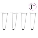 vidaXL Pieds en épingle à cheveux pour table basse 4 pièces Blanc 30 cm Acier massif