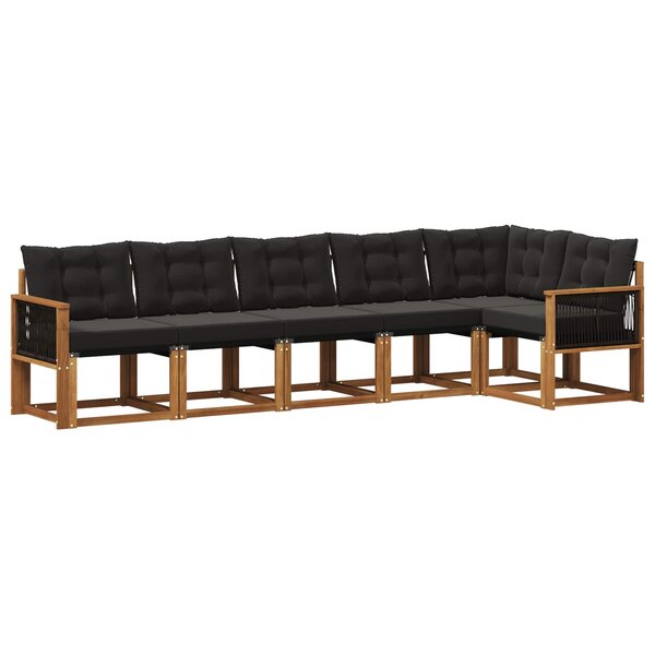 vidaXL Ensemble de canapés d'extérieur 6 pc Naturel et noir