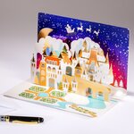 Carte pop'up fin d'année- paysage enneigé et poétique pour souhaiter un joyeux noël ou les vœux de bonne année