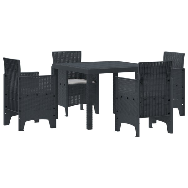 vidaXL Ensemble de repas de jardin de 5 pièces avec coussins en poly rotin anthracite
