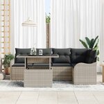 vidaXL Ensemble de canapé de jardin 6 Pièces Gris clair Poly Rattan