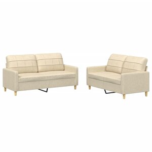 vidaXL Ensemble de canapés 2 Pièces avec coussins Crème Tissu