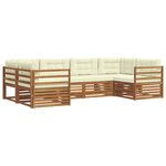 vidaXL Ensemble de canapés d'extérieur 6 pc Naturel et Crème