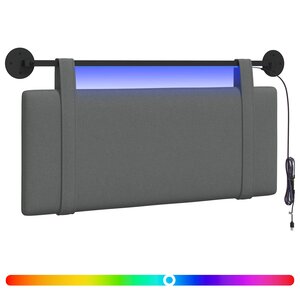 vidaXL Tête de lit suspendue Avec lumière LED Gris foncé Tissu