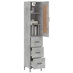 vidaXL Buffet haut Gris béton 34 5x34x180 cm Bois d'ingénierie