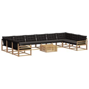 vidaXL Ensemble de canapés d'extérieur 11 Pièces Blanc et noir