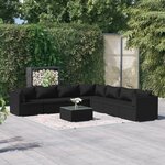 vidaXL Salon de jardin 8 Pièces avec coussins Résine tressée Noir