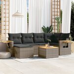 vidaXL Salon de jardin avec coussins 7 Pièces gris résine tressée