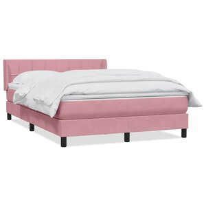 vidaXL Sommier à lattes de lit avec matelas rose 160x220 cm velours