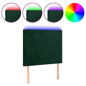 vidaXL Tête de lit à LED Vert foncé 100x5x118/128 cm Velours