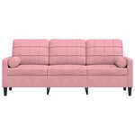 vidaXL Canapé 3 places avec oreillers décoratifs rose 180 cm velours