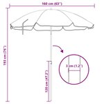 vidaXL Parasol Bleu et Blanc 161 x 161 x 193 cm Polyester