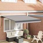 vidaXL Auvent Rétractable Gris clair 350 x 250 cm Tissu et Métal