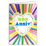 Carte FLUO Bon ANNIVERSAIRE avec Enveloppe 12x17,5cm - Crayons de couleur