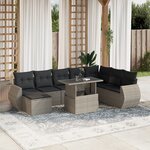 vidaXL Salon de jardin 9 Pièces avec coussins gris clair résine tressée