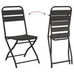 Set de Bistro Pliable 3 Pièces en Acier Anthracite